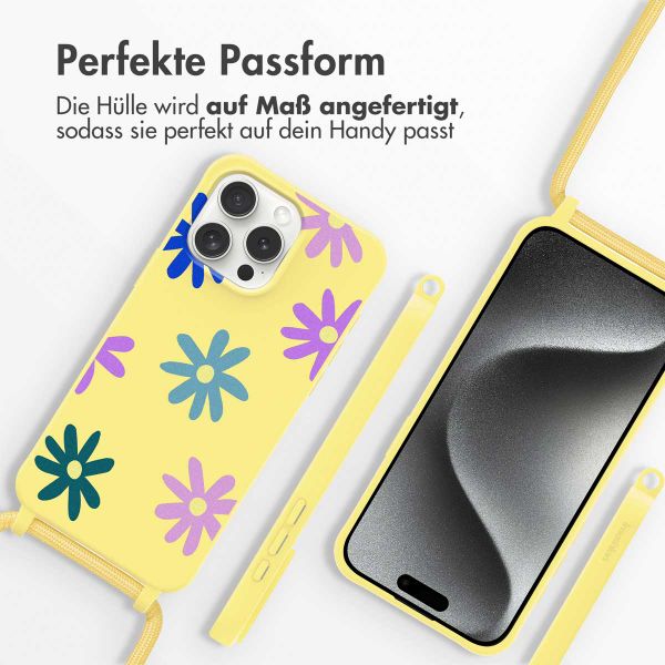 imoshion SilikonHülle design mit Band Apple iPhone 15 Pro - Yellow Flower Distance