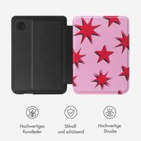Selencia Vivid Klapphülle Kobo Clara Colour / Clara BW - Stars Rubine Red Light Pink