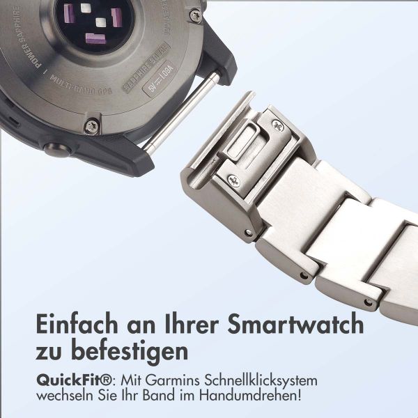 Accezz Mattes Titanstahlarmband -   Garmin 22 mm Anschluss - Titanium