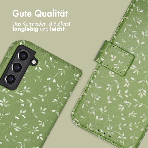 imoshion Design Klapphülle Samsung Galaxy S21 FE - Green Flowers