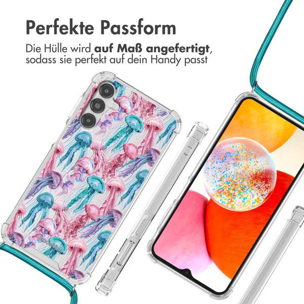 imoshion Design Hülle mit Band Samsung Galaxy A14 (5G/4G) - Jellyfish Watercolor