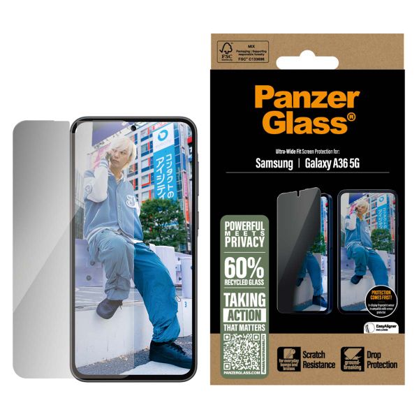 PanzerGlass Ultra Wide Fit Antibakterieller Screen Protector mit Sichtschutz inkl. Applikator Samsung Galaxy A36