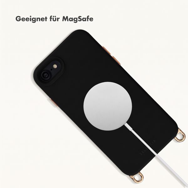 Selencia Rivièra Backcover mit MagSafe mit abnehmbaren Haken Apple iPhone SE (2022 / 2020) / 8 / 7 / 6(s) - Velvet Black