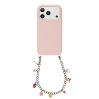 Selencia Rivièra MagSafe Backcover mit abnehmbaren Haken für das Apple iPhone 17 Pro - Sorbet Pink + Chain Charm - Silver