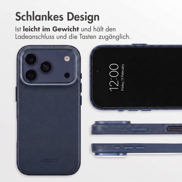 Accezz MagSafe Leather Backcover Apple iPhone 18 Pro / 17 Pro - Nightfall Blue