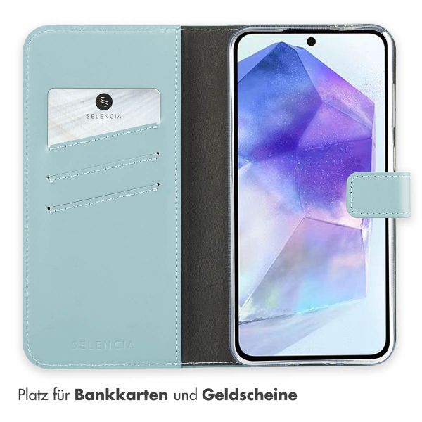 Selencia Echtleder Klapphülle für das Samsung Galaxy A36  - Air Blue