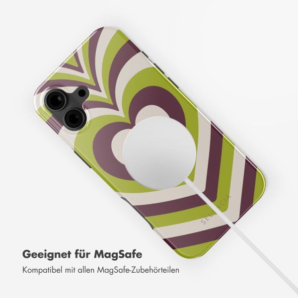 Selencia Vivid Rückabdeckung mit MagSafe Apple iPhone 16 - Double Hearts Plum Fern
