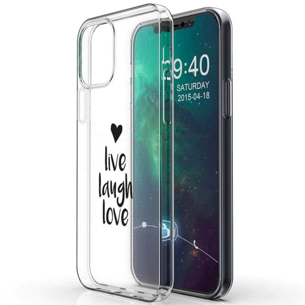 imoshion Design Hülle iPhone 12 (Pro) - Live Laugh Love - Schwarz