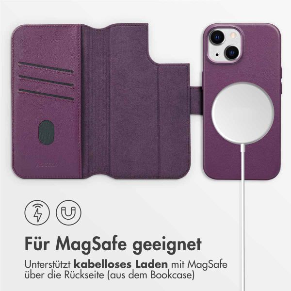 Accezz 2-in-1 Klapphülle aus Leder mit MagSafe für das iPhone 15 - Heath Purple