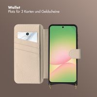 Selencia Riva Bookcase mit MagSafe und Handgelenkband Samsung Galaxy A57 (5G) - Beige