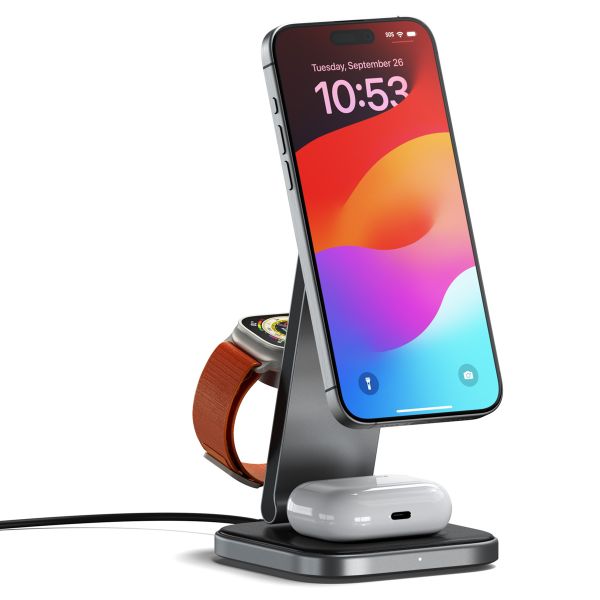 Satechi 3-in-1 Foldable Qi2 Charging Stand | Faltbares kabelloses Ladegerät - MagSafe und Qi2 kompatibel