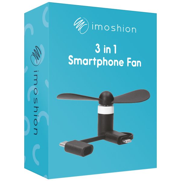 imoshion 3-in-1 Ventilator für Smartphones Lightning, USB-C & Micro-USB - Blau