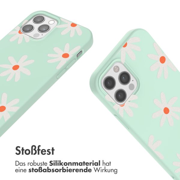 imoshion Silikonhülle design mit Band für das iPhone 12 (Pro) - Green Flower Distance