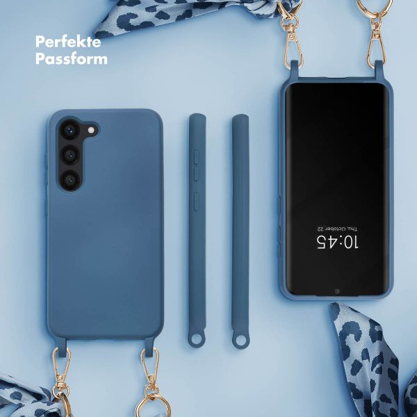 Selencia Back Cover mit Luxuriöser Handschlaufe Samsung Galaxy S23 - Blau