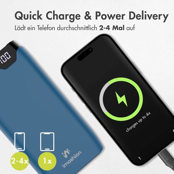 imoshion Powerbank - 20.000 mAh - Schnelles Aufladen und Power Delivery - Blau