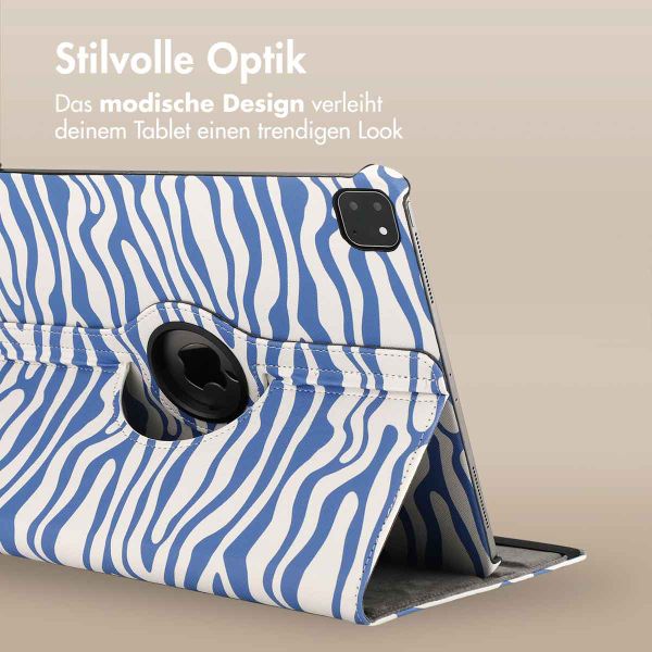 imoshion 360° drehbare Design Klapphülle für das iPad Air 13 inch (2024) M2 - White Blue Stripes