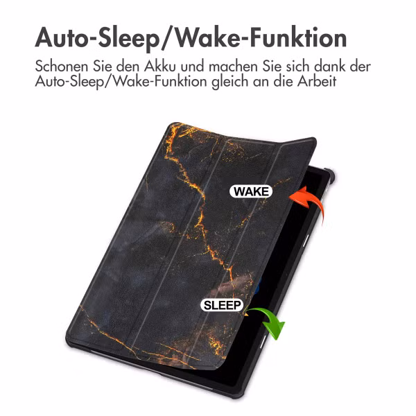 imoshion Design Trifold Klaphülle Lenovo Idea Tab Plus - Black Marble