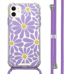imoshion Design Hülle mit Band Apple iPhone 11 - Tropical Violet Flowers Connect