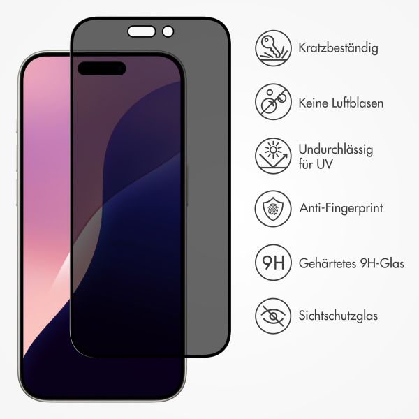 Accezz Privacy Displayschutz aus gehärtetem Glas für das Apple iPhone 16 Pro Max