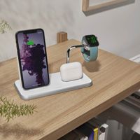 Zens Aluminium Dual Wireless Charger + Dock + Watch - 4-in-1 Kabelloses Ladegerät - 10 Watt - Weiß