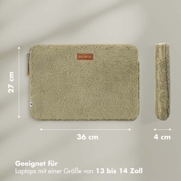 Selencia Teddy Laptop Hülle 13-14 Zoll - Laptop Sleeve - Sage Green