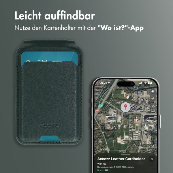 Accezz Magnetische Leder-Wallet mit Standfunktion - Geeignet für Apple Find My - Cedar Green
