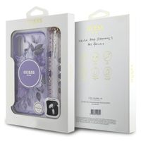 Guess MagSafe IML Flowers Case mit Beads Strap für das iPhone 16 - Purple