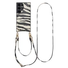 Selencia Nova HandyHülle mit Kordel und Kartenhalter Samsung Galaxy S24 Ultra - Zazzy Zebra