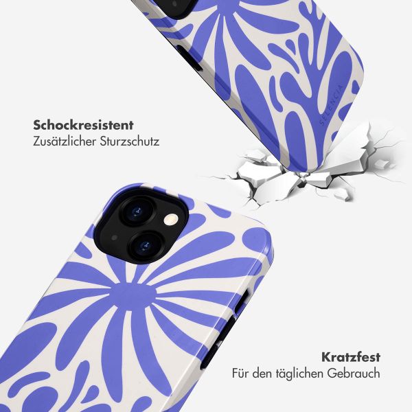 Selencia Vivid Tough Back Cover für das iPhone 13 - Modern Bloom Sapphire Blue