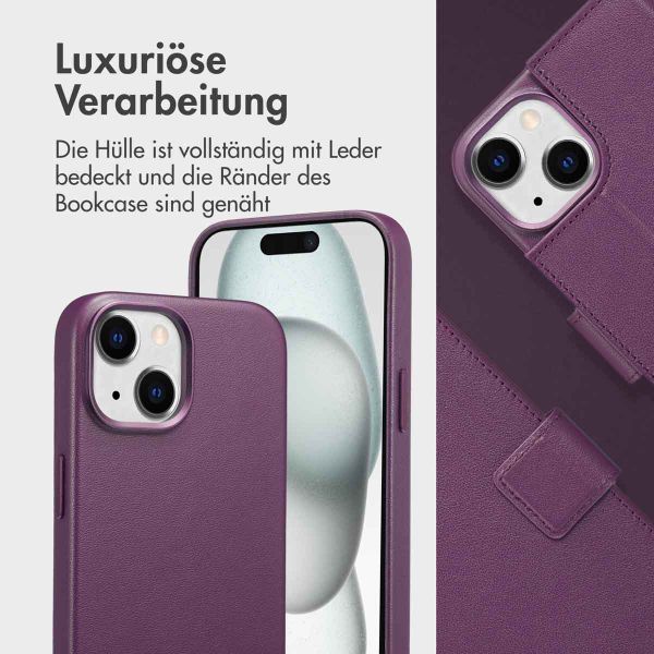 Accezz 2-in-1 Klapphülle aus Leder mit MagSafe Apple iPhone 15 - Heath Purple