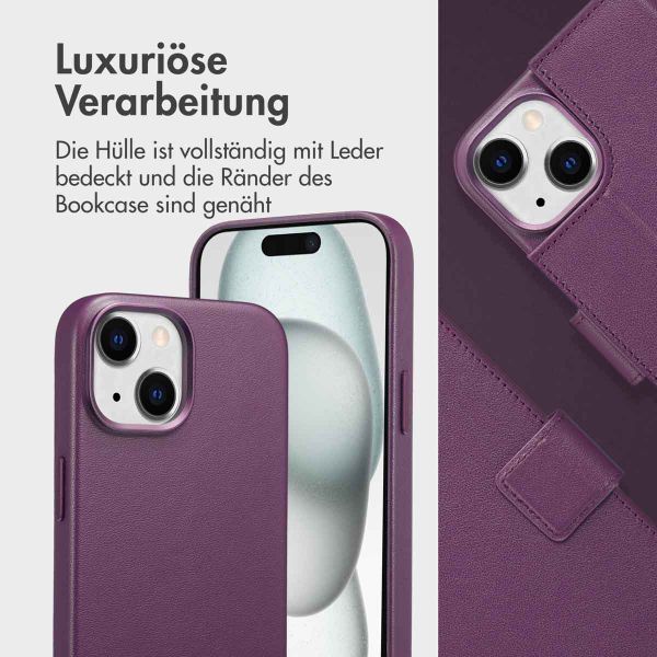 Accezz 2-in-1 Klapphülle aus Leder mit MagSafe für das iPhone 15 - Heath Purple