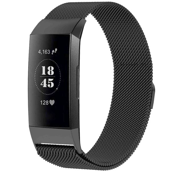 imoshion Mailändische Magnetarmband für das Fitbit Charge 3 / 4 - Größe S - Schwarz