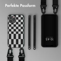 Selencia SilikonHülle design mit abnehmbarem Band Apple iPhone 12 (Pro) - Irregular Check Black