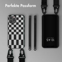 Selencia Silikonhülle design mit abnehmbarem Band für das iPhone 12 (Pro) - Irregular Check Black