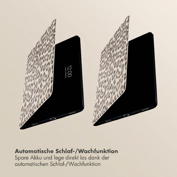 Selencia Sabi Klapphülle mit Leopardenmuster Samsung Galaxy Tab S11 - Soft Ivory