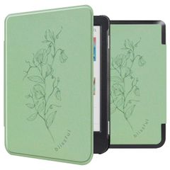 imoshion Design Slim Hard Case Sleepcover für das Kobo Clara Colour / Clara BW / Tolino Shine 5 / Shine Color - Floral Green