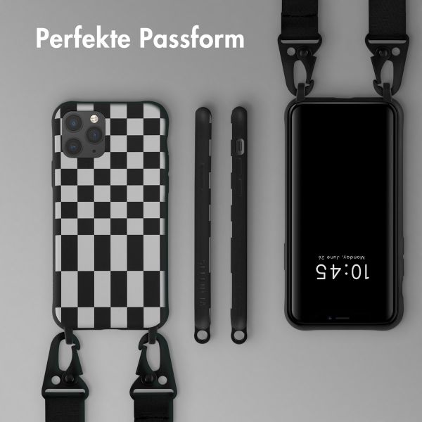 Selencia Silikonhülle design mit abnehmbarem Band für das iPhone 11 Pro - Irregular Check Black