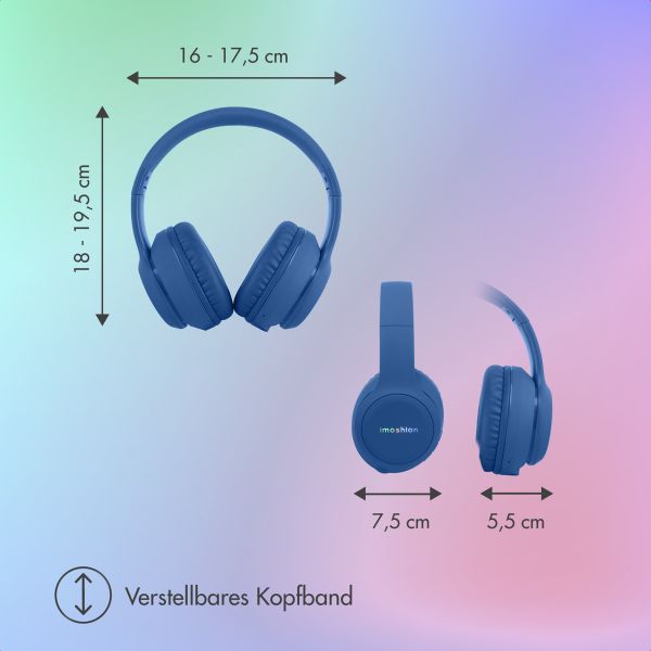imoshion Kabellose Kinderkopfhörer LED Light - Dezibelbegrenzer - Mit AUX-Kabel - Cobalt Blue