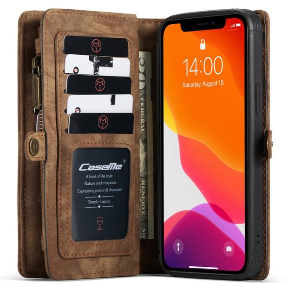 CaseMe Luxuriöse 2-in-1-Portemonnaie-Klapphülle Leder iPhone 12 Pro Max