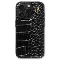 iDeal of Sweden Vegan Leather Back Cover für das iPhone 15 Pro - Black Croco