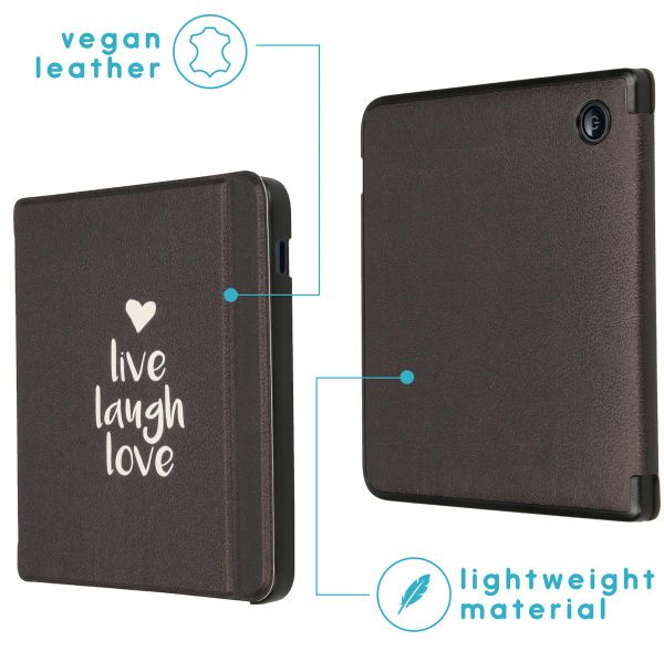 imoshion Design Slim Hard Case Sleepcover mit Stand Kobo Libra 2 / Tolino Vision 6 - Live Laugh Love