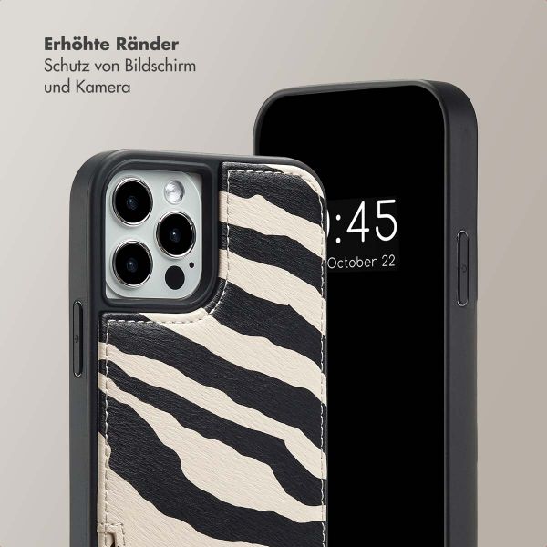 Selencia Nova HandyHülle mit Kordel und Kartenhalter Apple iPhone 12 (Pro) - Zazzy Zebra