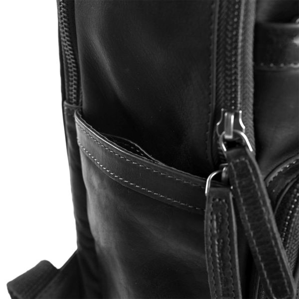 The Chesterfield Brand Austin Laptop Rucksack 14 Zoll - Echtes Leder - Schwarz