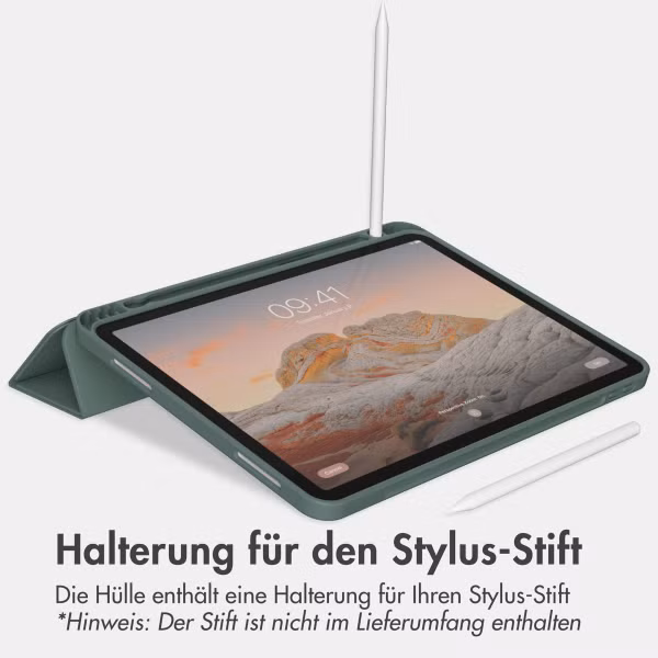 Accezz Smarte Klapphülle aus Silikon Apple iPad Air 11 Zoll (2025) M3 / (2024) M2 / Air 5 (2022) / Air 4 (2020) - Dunkelgrün