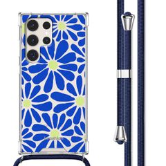 imoshion Design Hülle mit Band Samsung Galaxy S23 Ultra - Cobalt Blue Flowers Connect