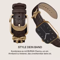 Burga Armband aus echtem Leder für Apple Watch Series 1 - 9 / SE (38/40/41 mm) | Series 10 / 11 (42 mm) - Espresso / Gold