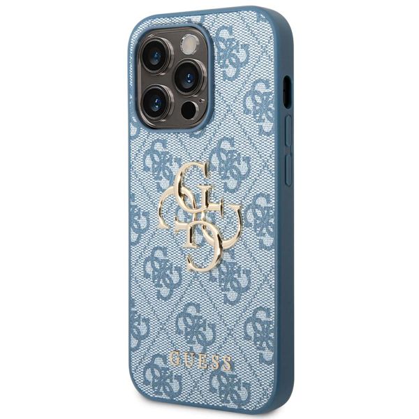 Guess 4G Metal Logo Back Cover für das iPhone 14 Pro Max - Blau