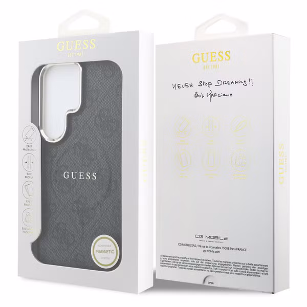 Guess 4G Leather Back Cover mit MagSafe Samsung Galaxy S26 Ultra - Gold Edge - Black