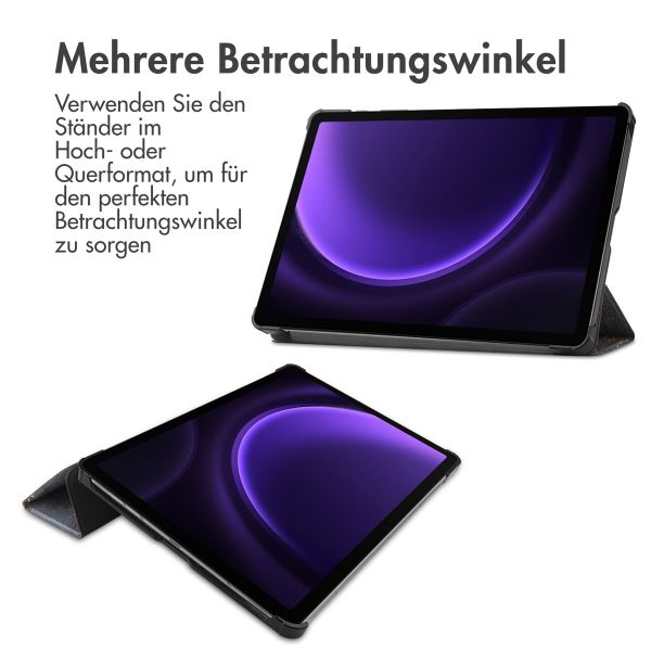 imoshion Design Trifold Klapphülle für das Samsung Tab S9 FE / Tab S9 - Black Marble