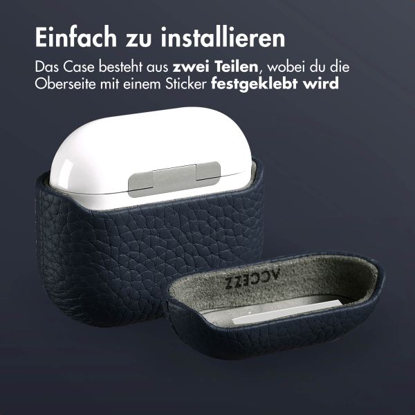 Accezz Echtes Leder Case Apple AirPods 4 - Dunkelblau